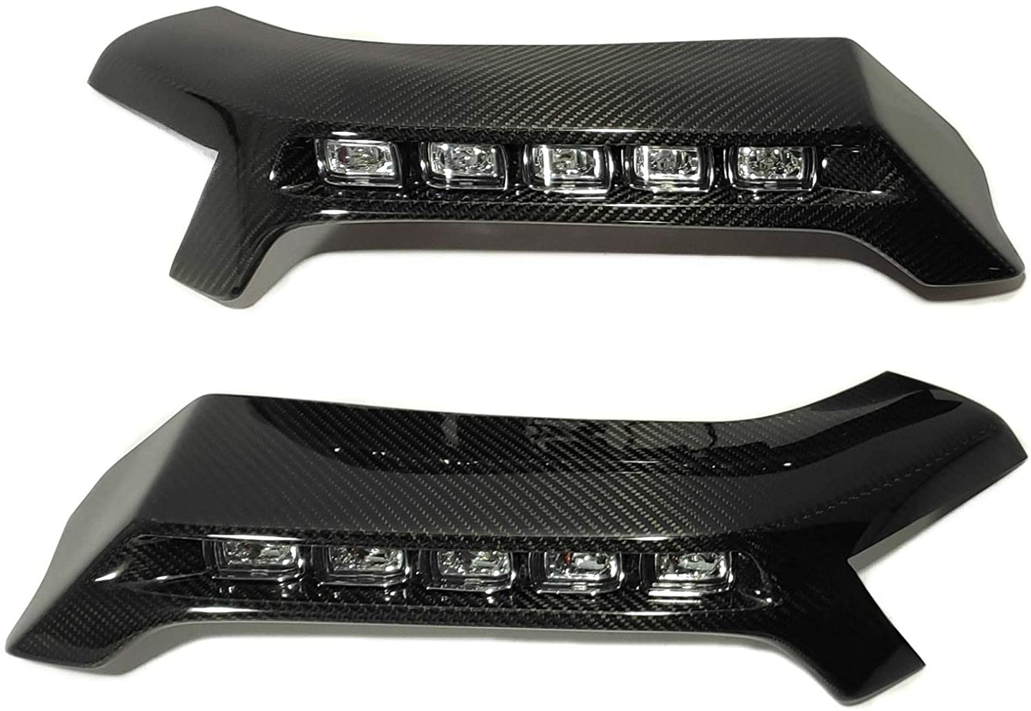 4x4 Squared carbon front AMG bumper lip spoiler with original LEDs for Mercedes W463 G Wagon.