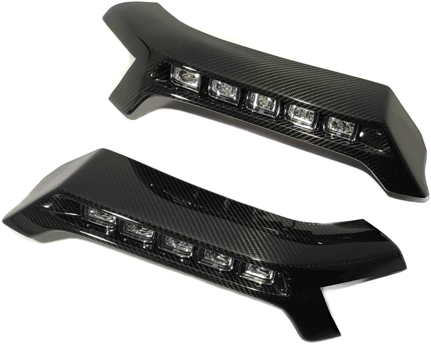 4x4 Squared carbon front AMG bumper lip spoiler with original LEDs for Mercedes W463 G Wagon.