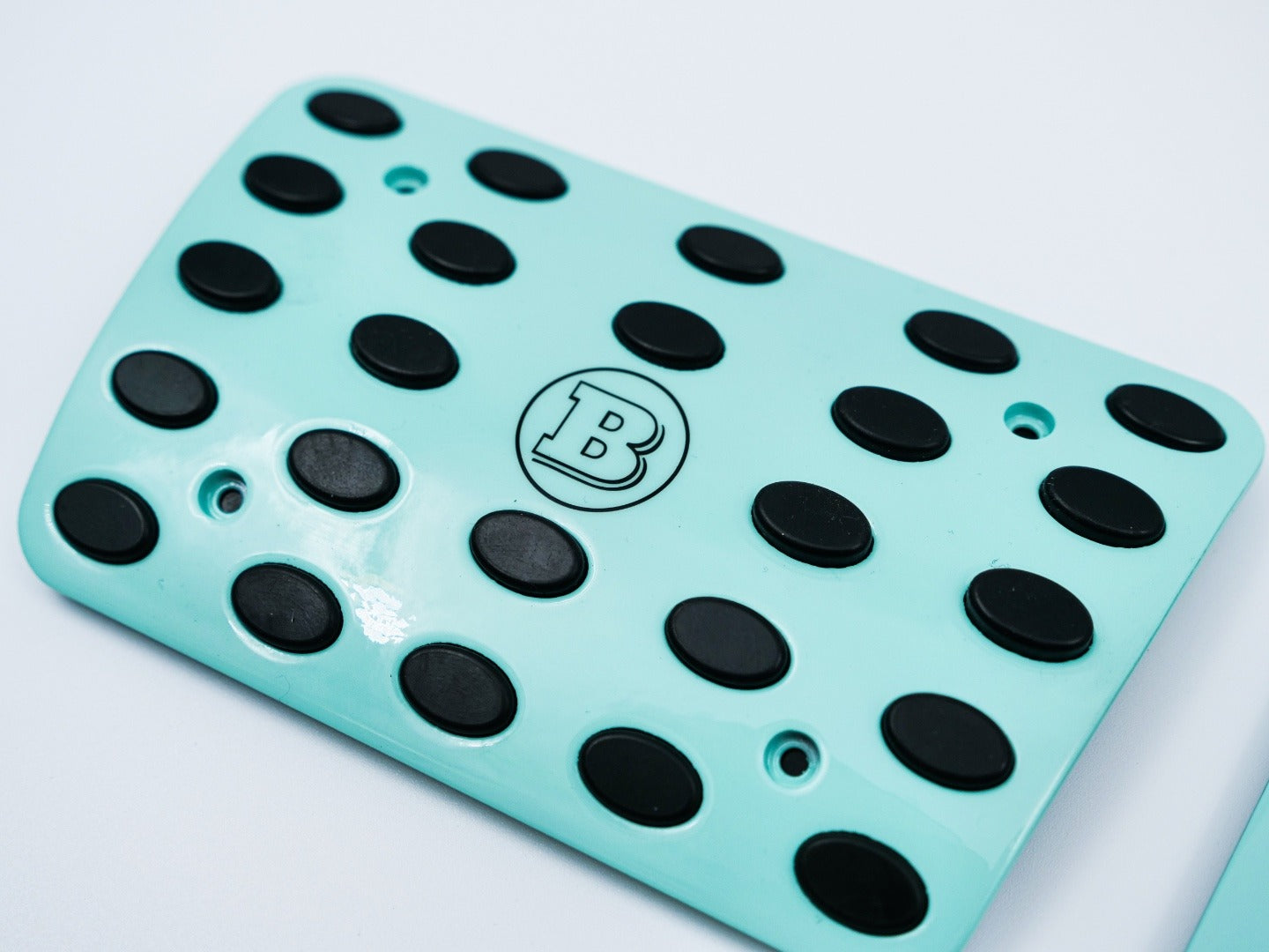Aluminum Tiffany Blue Brabus Rocket G900 Pedal Kit for Mercedes-Benz W463A W464 G-Class from Tuning Shop, featuring premium aluminum alloy and rubber.