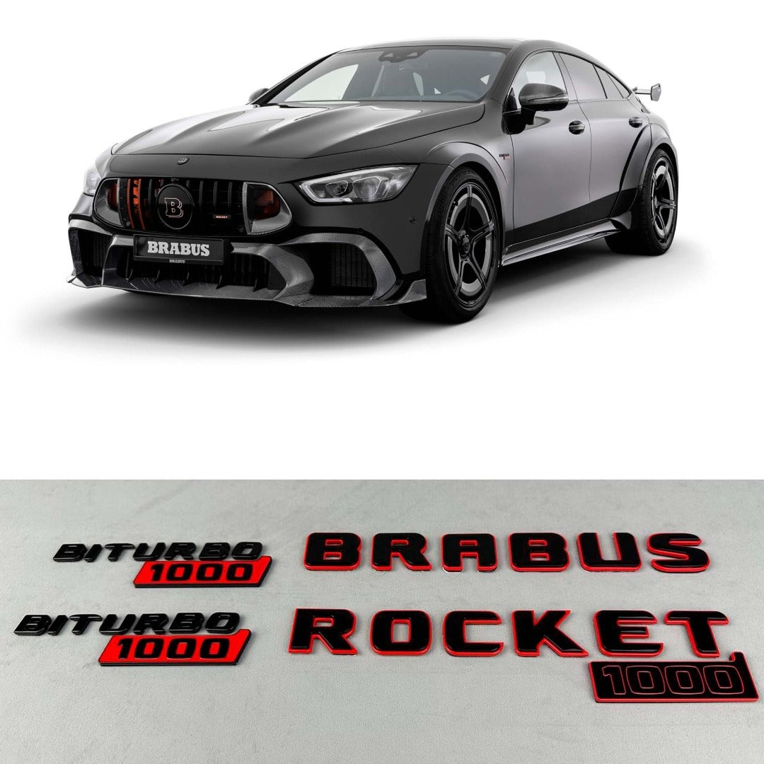Metal Brabus Rocket 1000 "1 of 25" emblems 7 pcs set for Mercedes-Benz AMG GT 63 S E Performance