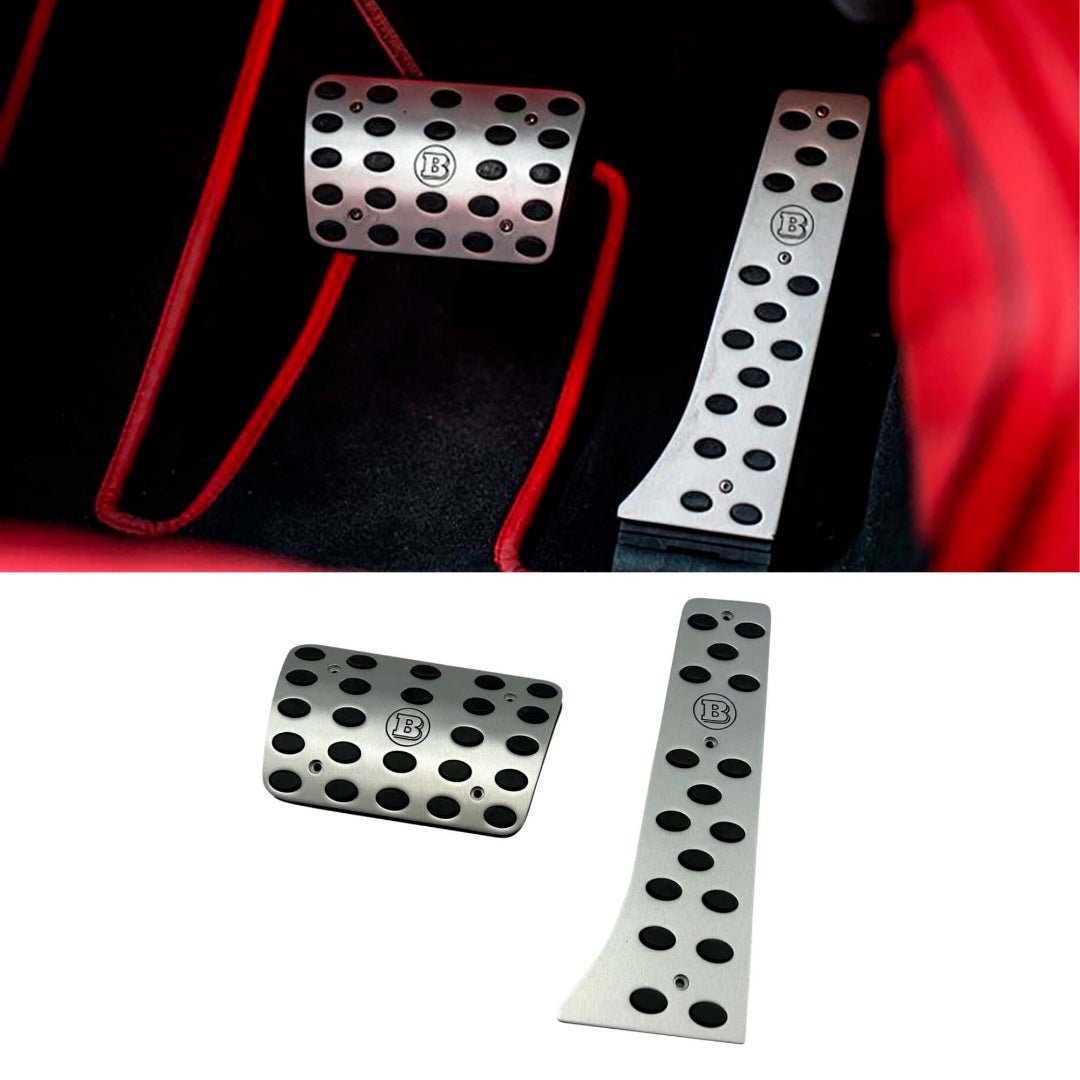 Aluminum GREY Brabus Pads Pedal Kit for Mercedes-Benz W463A W464 G-Class from Tuning Shop, featuring durable aluminum alloy and rubber construction.