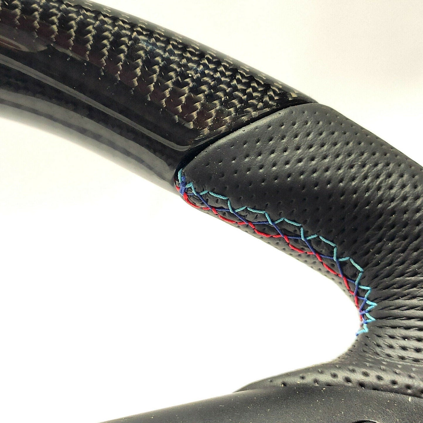 BMW E60 Steering Wheel Carbon Fiber Leather Red Stripe Flat Bottom