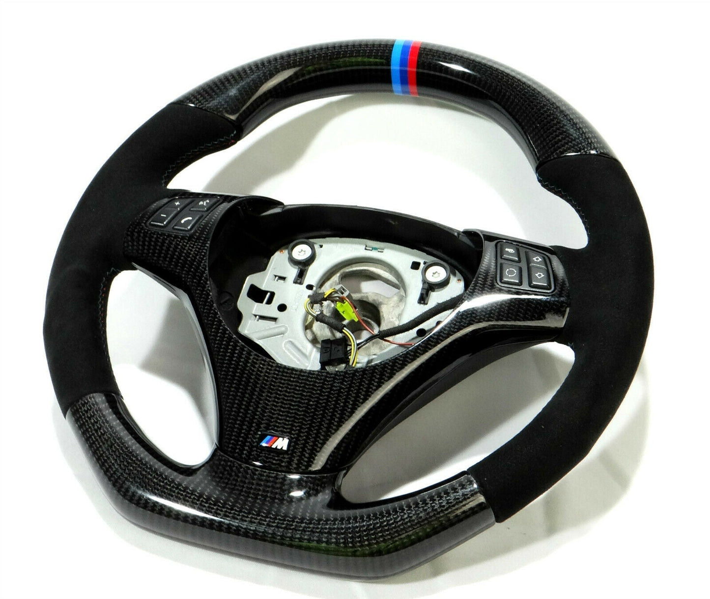 BMW E70 E71 Steering Wheel Carbon Fiber Alcantara Stripes Flat Bottom