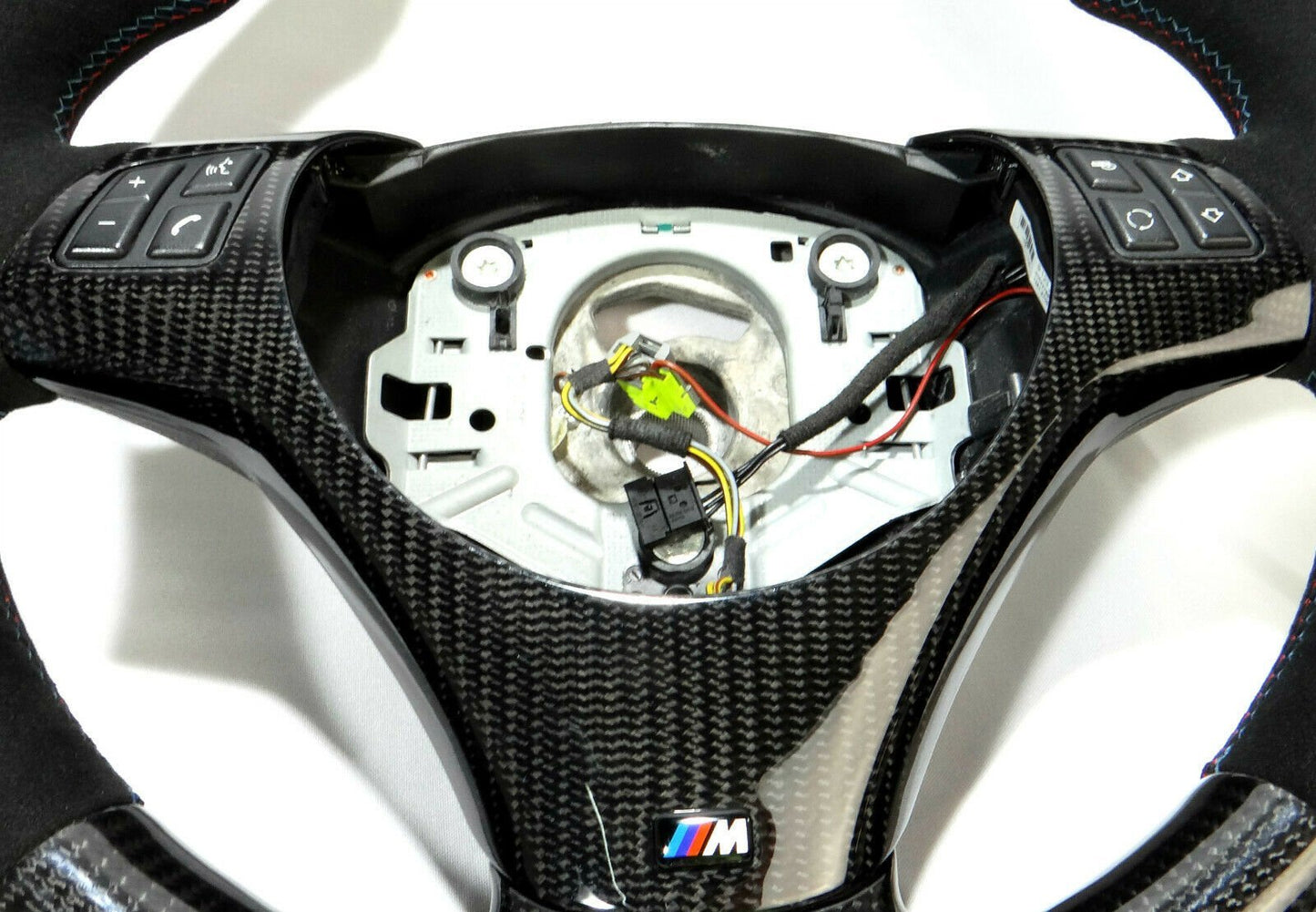 BMW E70 E71 Steering Wheel Carbon Fiber Alcantara Stripes Flat Bottom