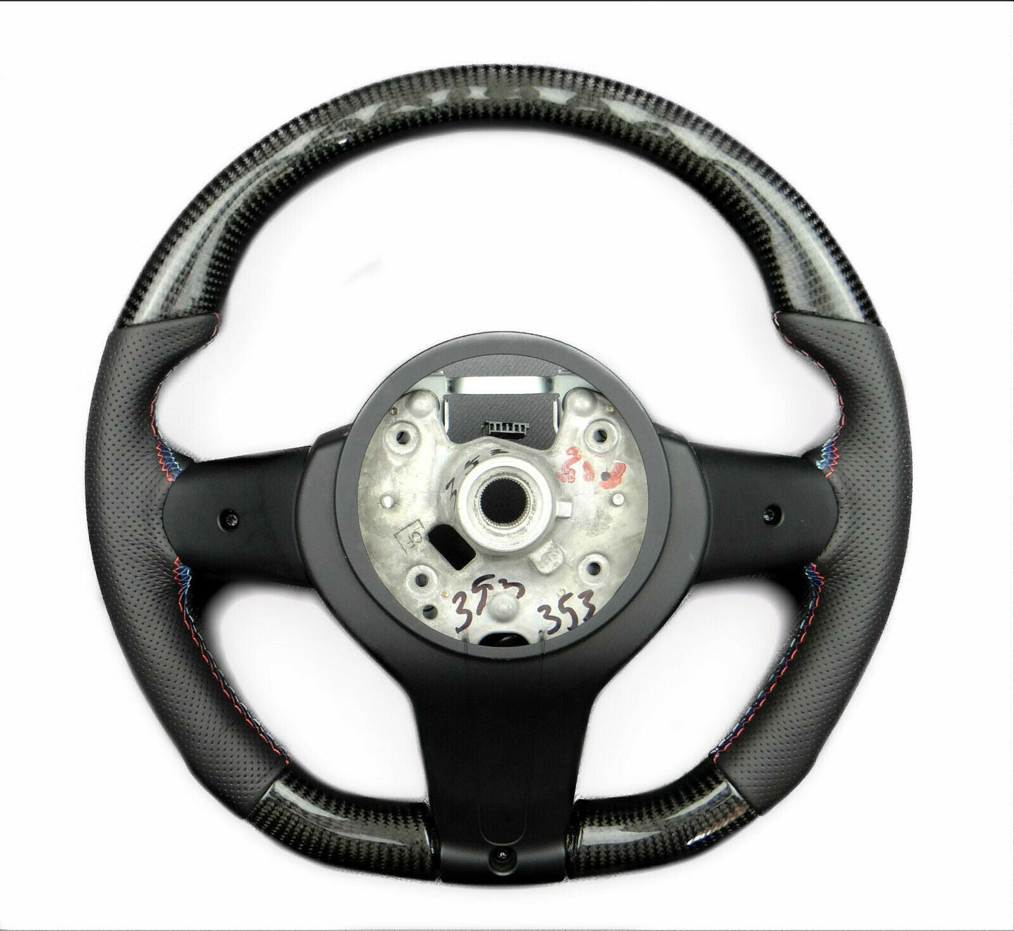 BMW F15 F30 M Style Steering Wheel Carbon Fiber Leather Flat Bottom