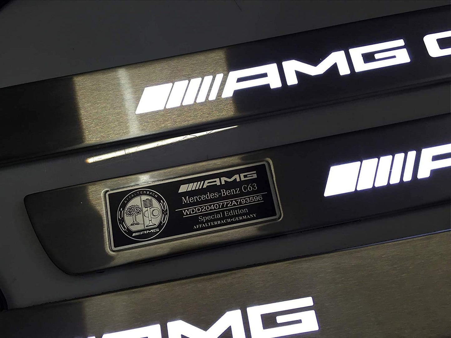 Door sills stainless steel polished chrome white LED Illuminated for Mercedes AMG C63 Style W205 W204 W213 C Class