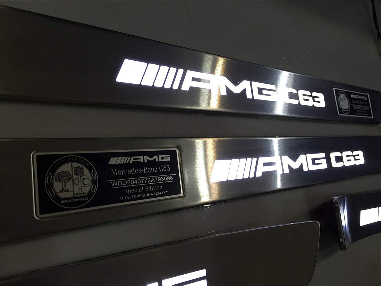 Door sills stainless steel polished chrome white LED Illuminated for Mercedes AMG C63 Style W205 W204 W213 C Class