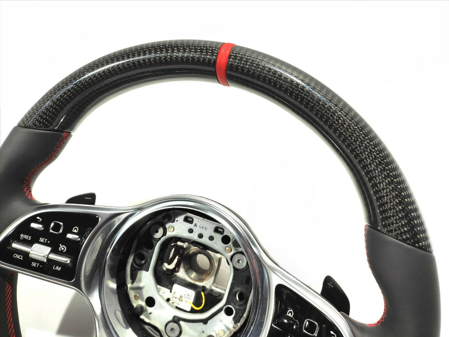 Mercedes-Benz W222 W463A G63 S-Class Steering Wheel Leather Carbon Red Stripe