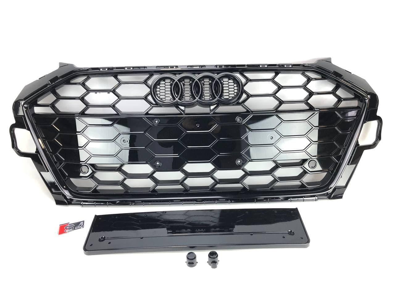 RS4 BLACK front bumper radiator grille for Audi A4 S4 B9.5 2020+