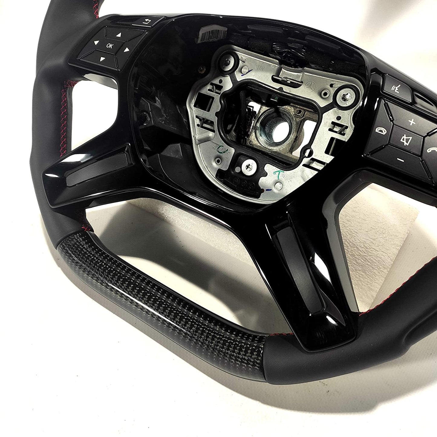 Steering Wheel Carbon Fiber Black Gloss Center Leather red stitched for Mercedes-Benz G-Wagon W463