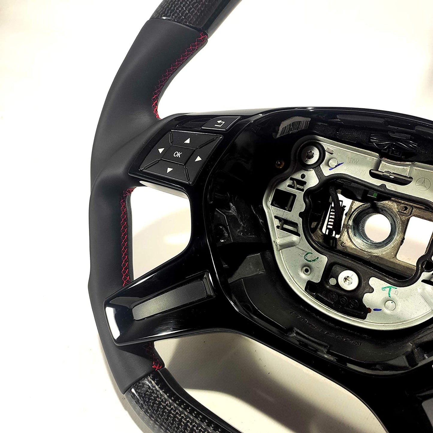 Steering Wheel Carbon Fiber Black Gloss Center Leather red stitched for Mercedes-Benz G-Wagon W463