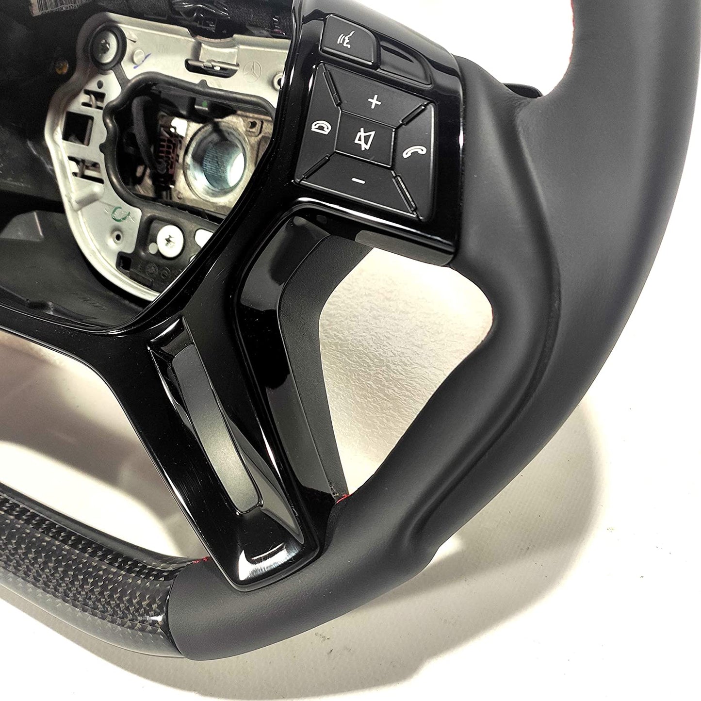 Steering Wheel Carbon Fiber Black Gloss Center Leather red stitched for Mercedes-Benz G-Wagon W463