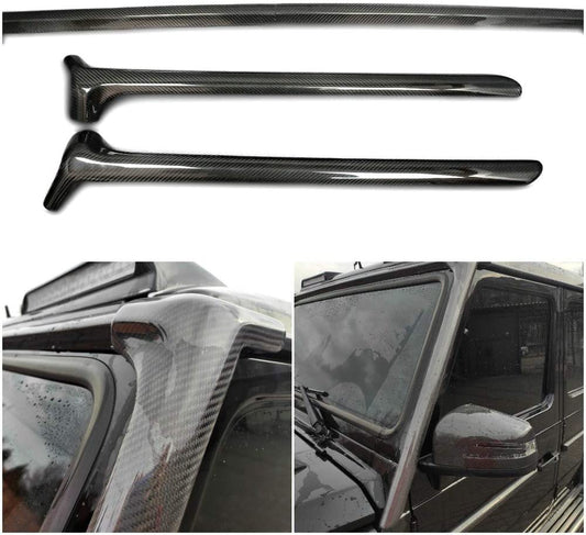 3 pcs Front window A-Pillar carbon cover trim frame for Mercedes W463 G Wagon.