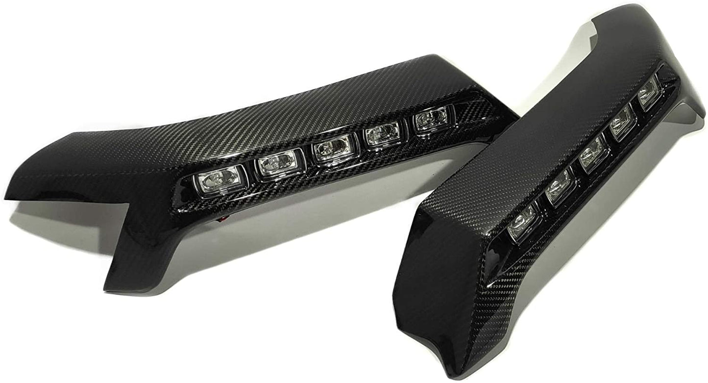 4x4 Squared carbon front AMG bumper lip spoiler with original LEDs for Mercedes W463 G Wagon.