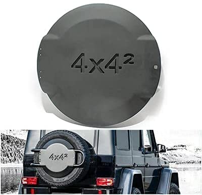 4x4 Squared Fiberglass Rear Cover Spare Wheel Set for Mercedes-Benz G-Class W463 from Tuning Shop, made of high-quality fiberglass and metal.