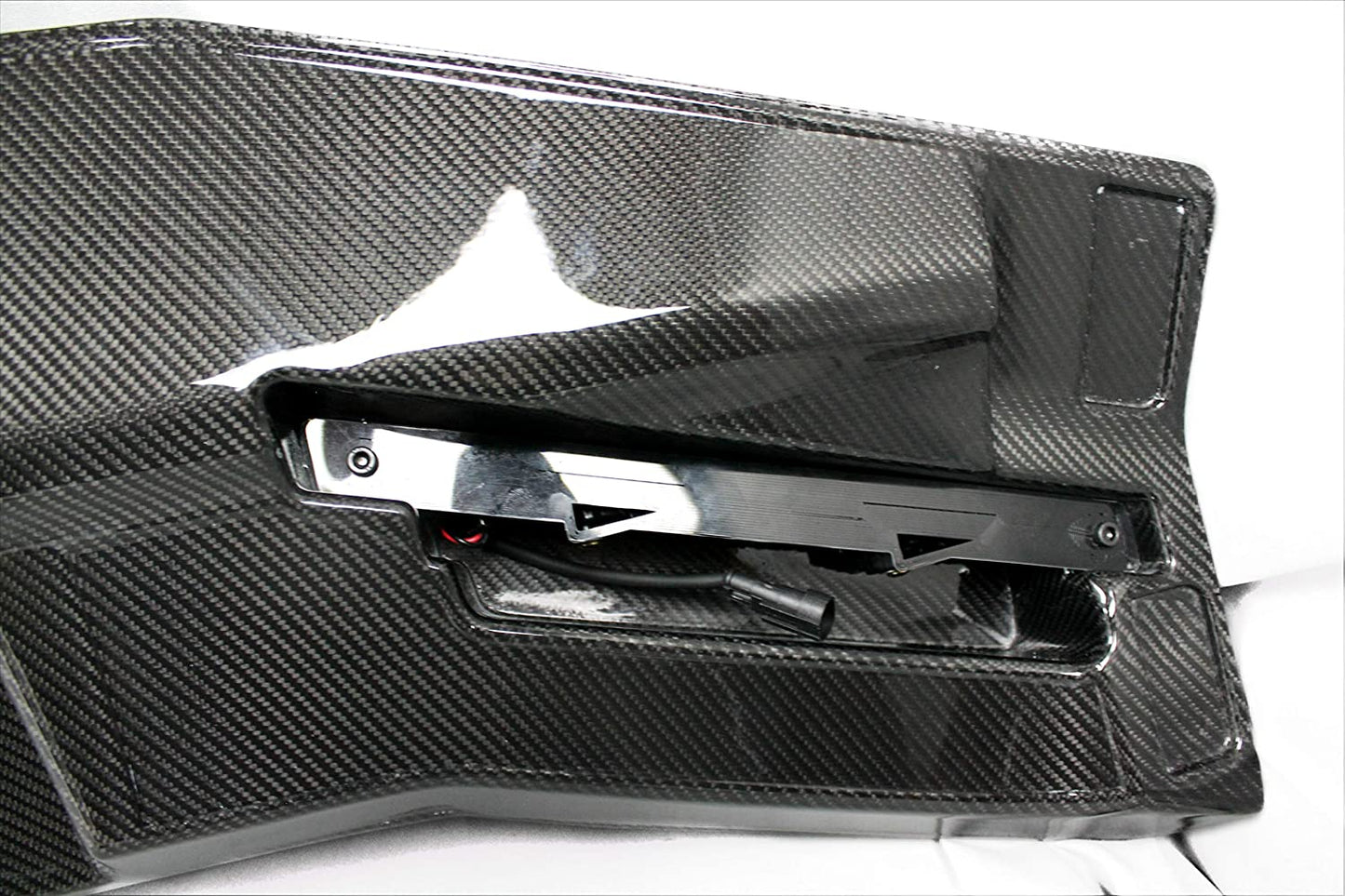 6x6 4x4 Squared Brabus Front Roof Carbon Spoiler with LEDs for Mercedes W463 G Wagon from Tuning Shop, made of genuine carbon fiber with a grey gloss UV-resistant coating.