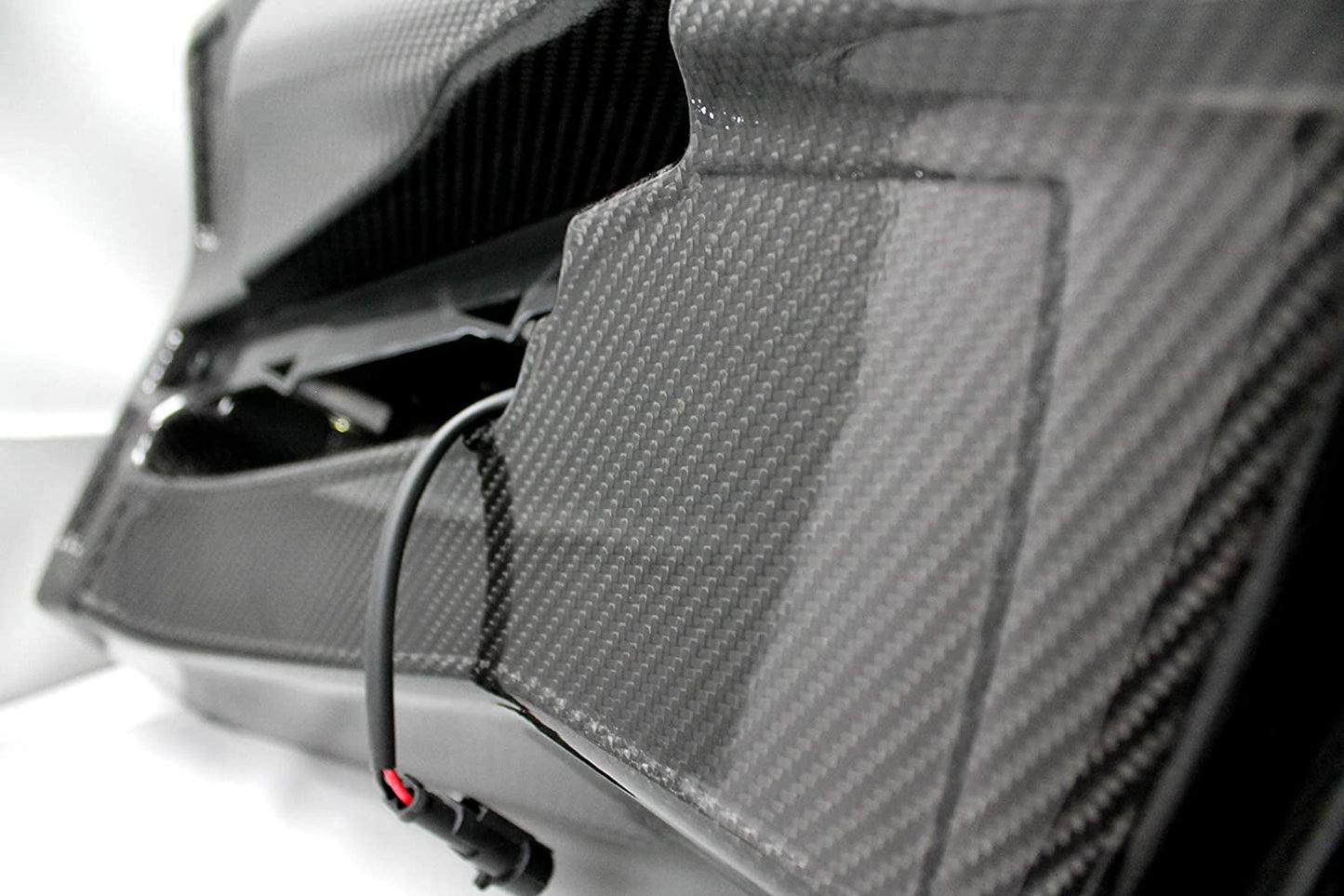 6x6 4x4 Squared Brabus Front Roof Carbon Spoiler with LEDs for Mercedes W463 G Wagon from Tuning Shop, made of genuine carbon fiber with a grey gloss UV-resistant coating.