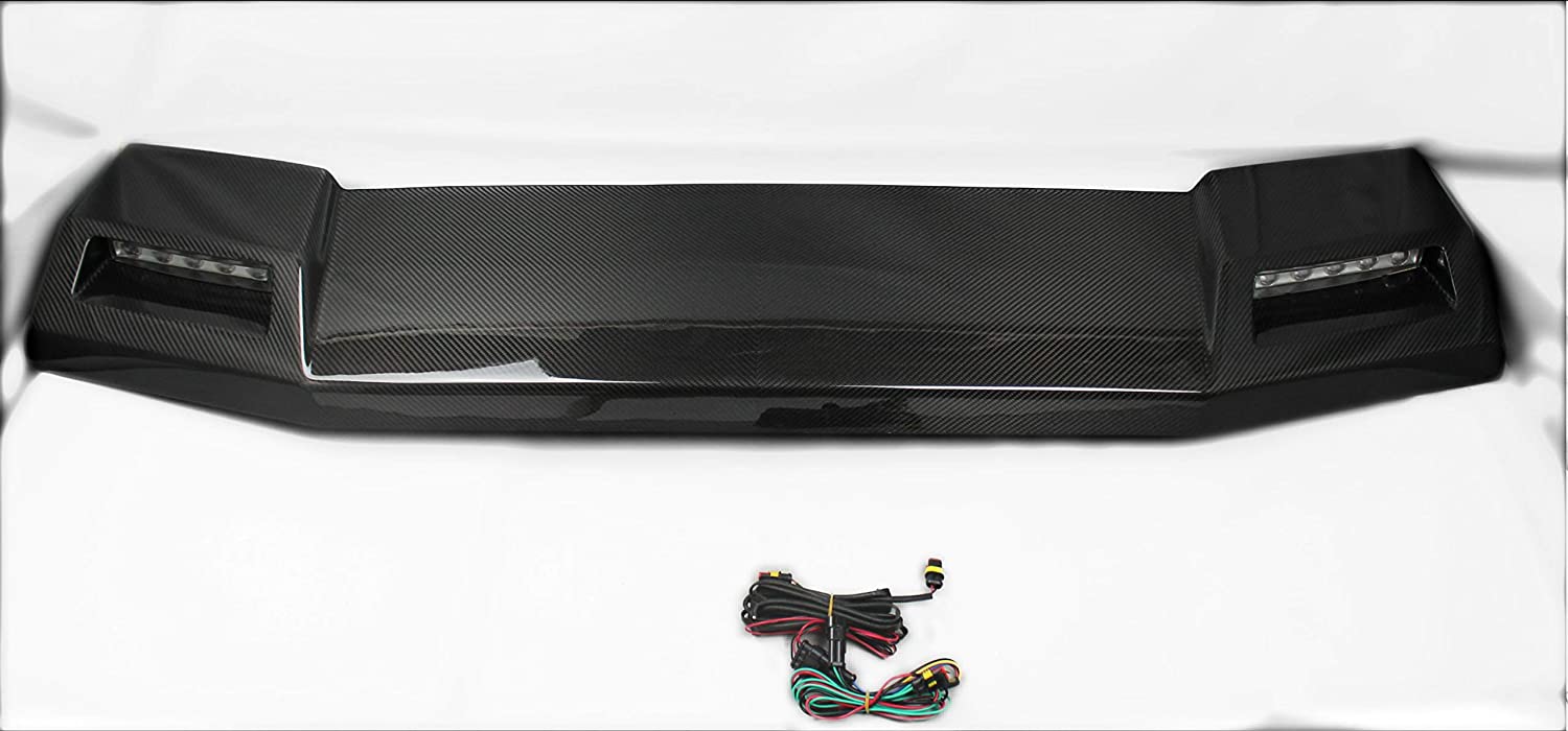 6x6 4x4 Squared Brabus Front Roof Carbon Spoiler with LEDs for Mercedes W463 G Wagon from Tuning Shop, made of genuine carbon fiber with a grey gloss UV-resistant coating.