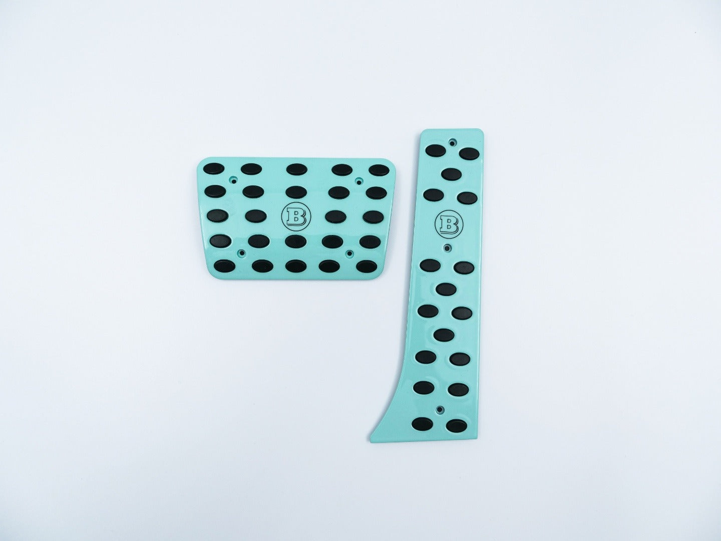 Aluminum Tiffany Blue Brabus Rocket G900 Pedal Kit for Mercedes-Benz W463A W464 G-Class from Tuning Shop, featuring premium aluminum alloy and rubber.