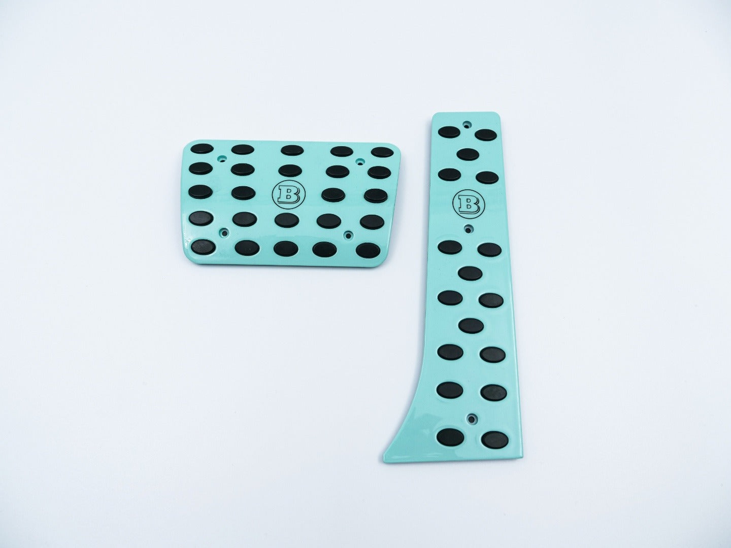 Aluminum Tiffany Blue Brabus Rocket G900 Pedal Kit for Mercedes-Benz W463A W464 G-Class from Tuning Shop, featuring premium aluminum alloy and rubber.