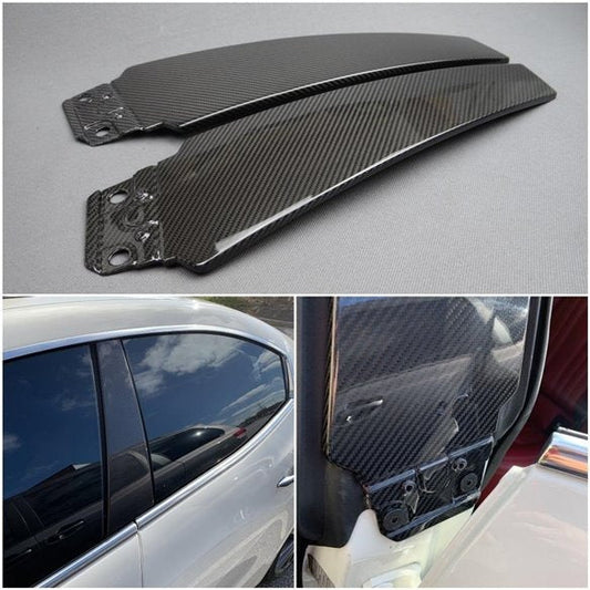 Carbon fiber door pillar cover trim for Maserati Quattroporte Ghibli 2013+ from Tuning Shop, crafted with high-gloss UV-resistant coating.