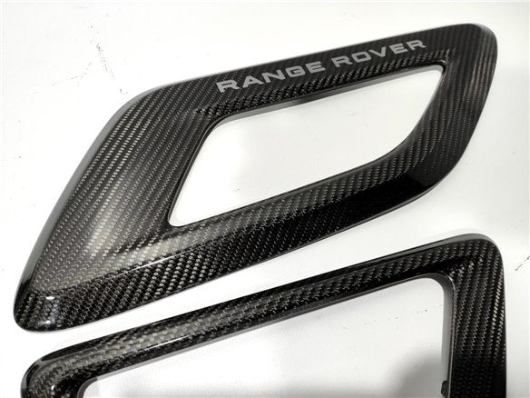 Carbon fiber fender and hood trim 4 pcs for Range Rover Sport L494 2013-2022 from Tuning Shop, featuring high-gloss UV protective varnish.