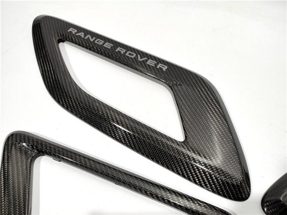 Carbon fiber fender and hood trim 4 pcs for Range Rover Sport L494 2013-2022 from Tuning Shop, featuring high-gloss UV protective varnish.