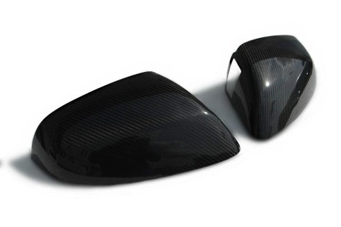 Carbon mirror covers 2-piece set for Bentley Bentayga 2015-2018, genuine carbon fiber with high-gloss finish.