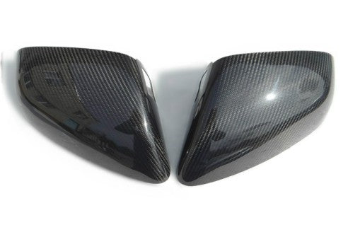 Carbon mirror covers 2-piece set for Bentley Bentayga 2015-2018, genuine carbon fiber with high-gloss finish.