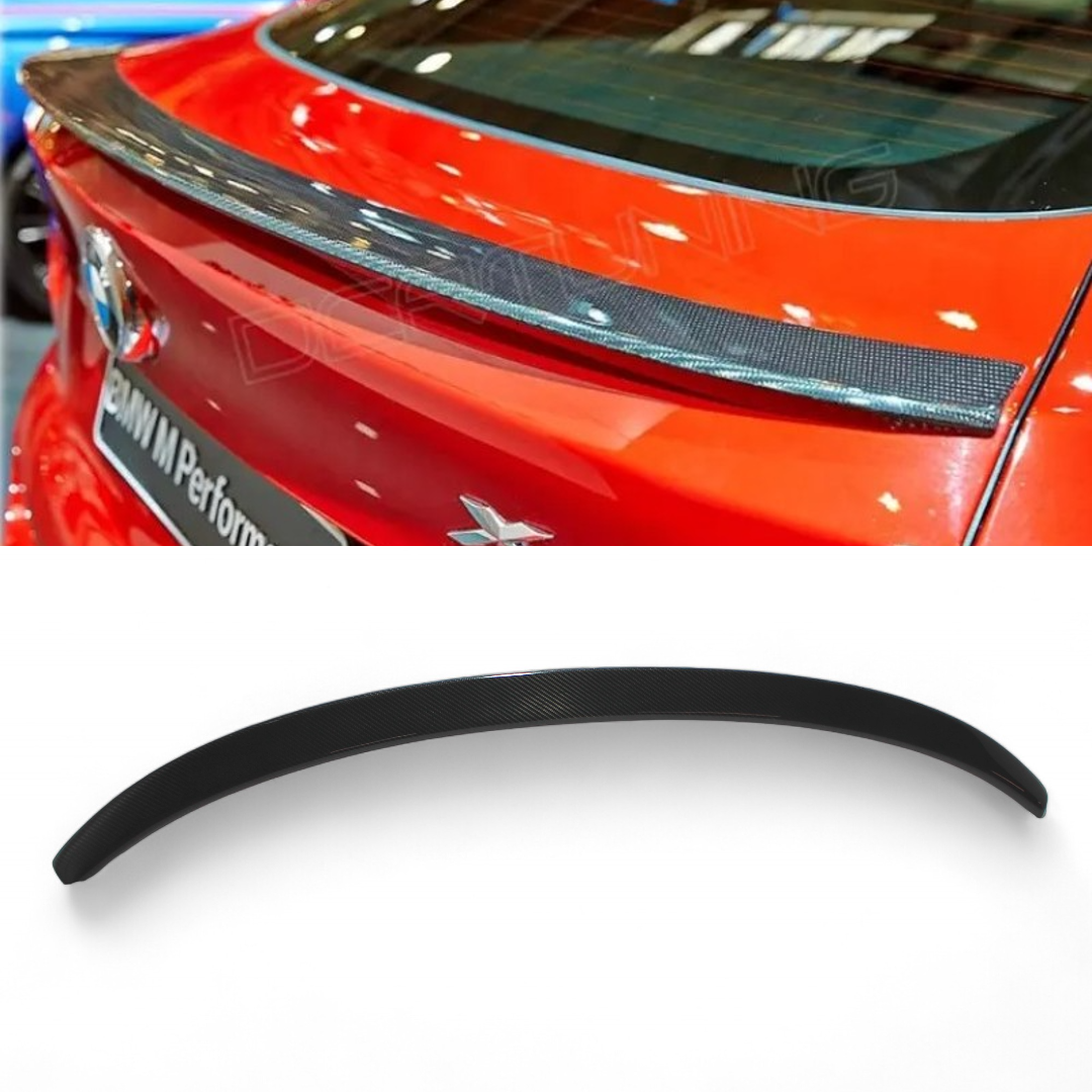 Carbon rear spoiler for BMW X4 F26 2014-2018, made from genuine carbon fiber with a grey high-gloss finish.