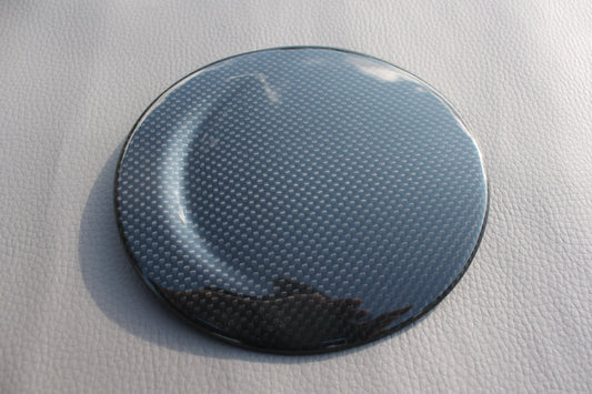 Carbon fiber fuel cap cover for Ferrari 488 GTB 2015-2017 from Tuning Shop, featuring high-quality carbon construction and a sleek finish.