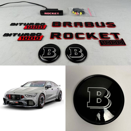 Full Metal Brabus Rocket 1000 "1 of 25" emblems 11 pcs set for Mercedes-Benz AMG GT 63 S E Performance