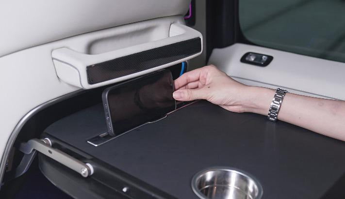 Interior seatback trim with reclining tables, LED lighting and wireless charging for Mercedes G Class W463A