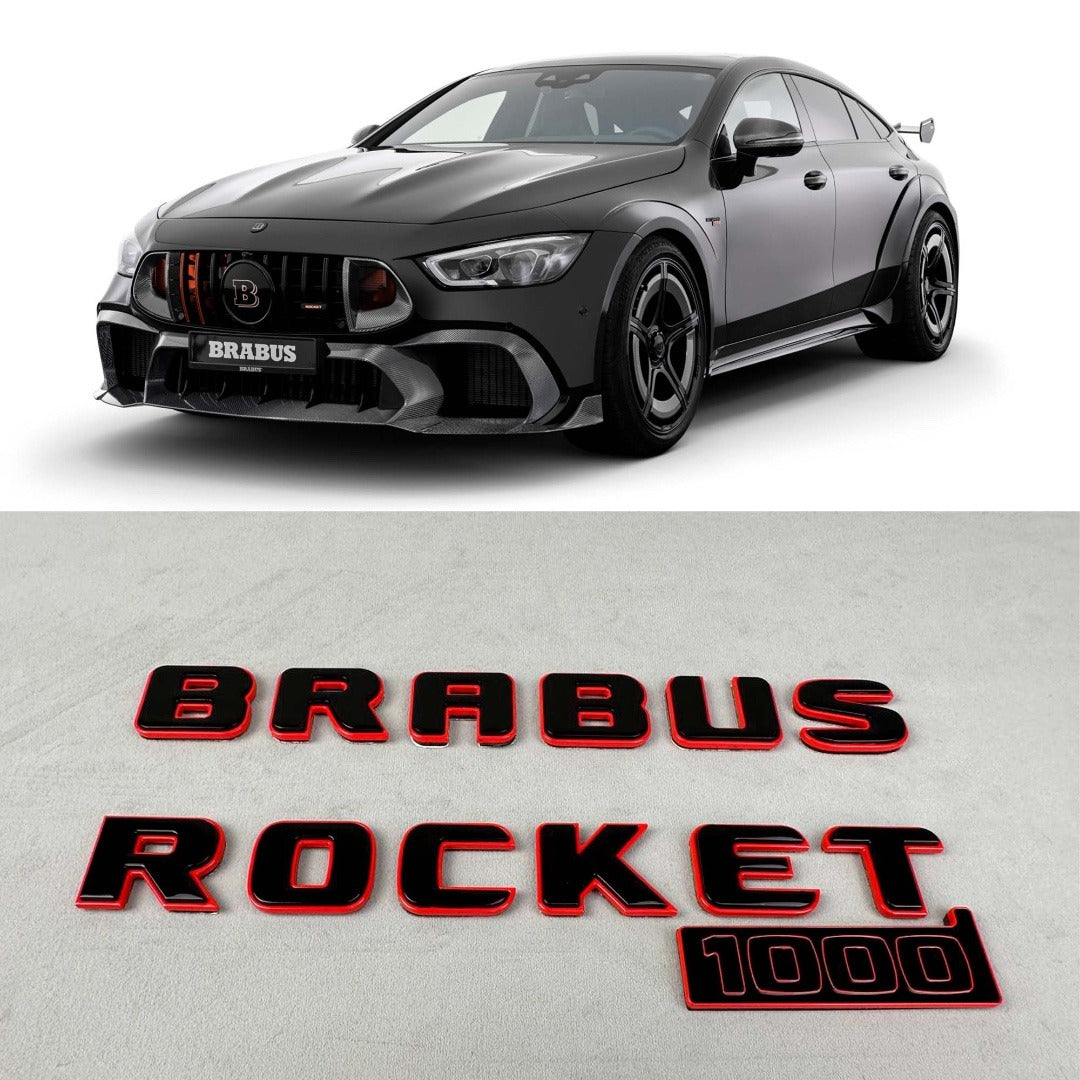 Metal Brabus Rocket 1000 "1 of 25" trunk emblems 3 pcs set for Mercedes-Benz AMG GT 63 S E Performance