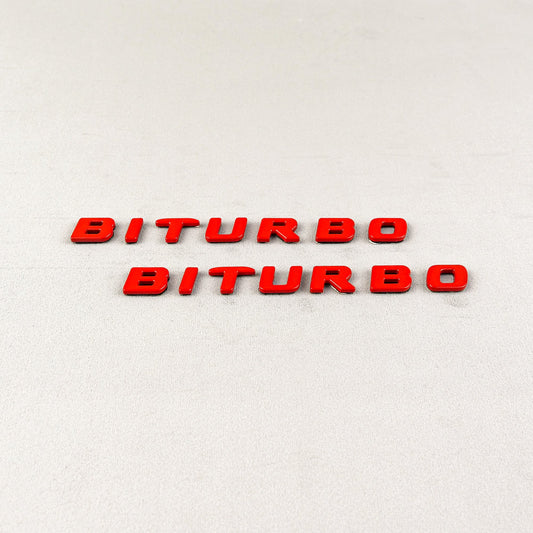 Red Metal Brabus BITURBO Side logo badge set for Mercedes-Benz W463A W464 G-Class