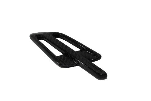 Side vents covers 2-piece set for Bentley Bentayga 2015-2018, made from genuine carbon fiber with a grey high-gloss finish.