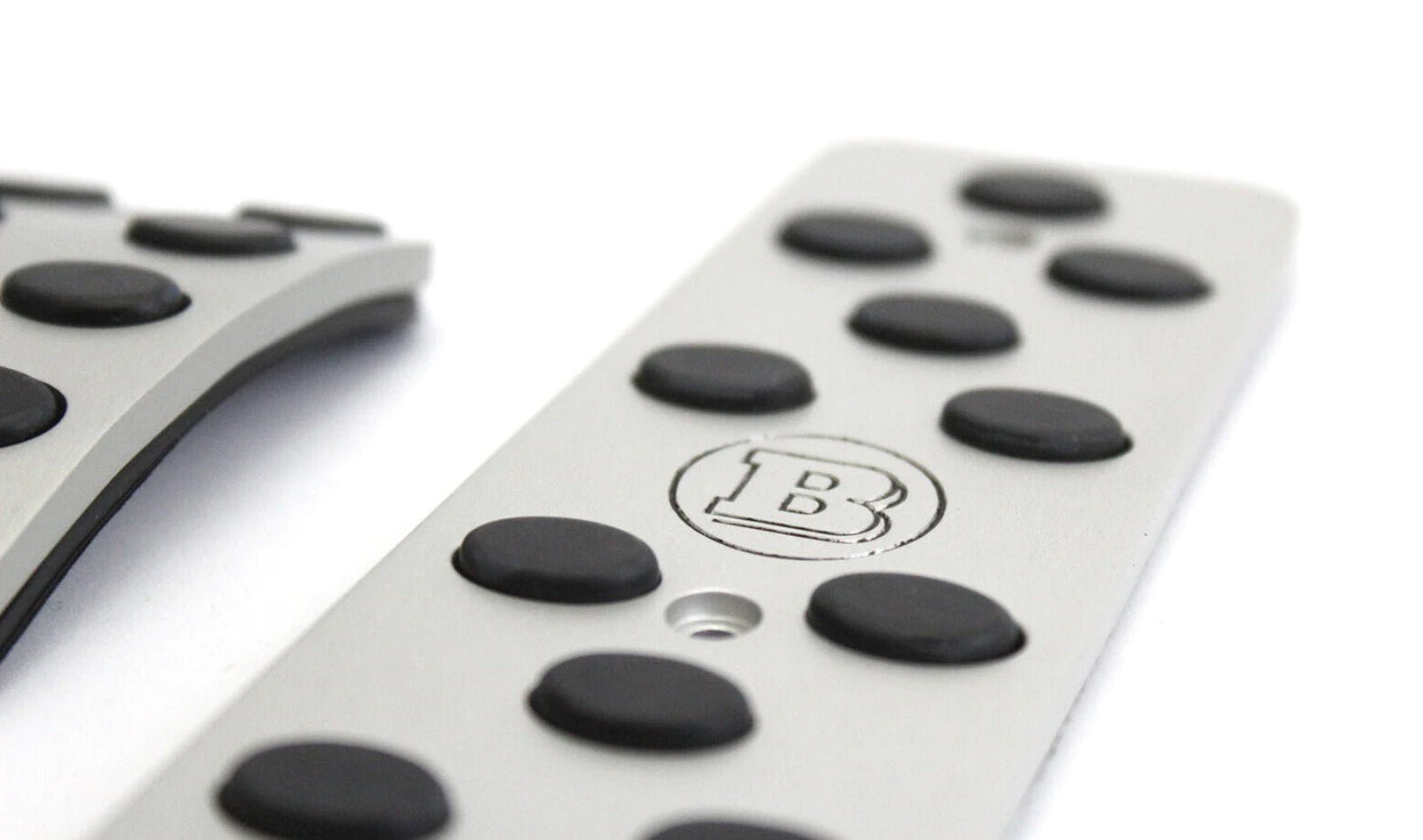 Aluminum GREY Brabus Pads Pedal Kit for Mercedes-Benz W463A W464 G-Class from Tuning Shop, featuring durable aluminum alloy and rubber construction.