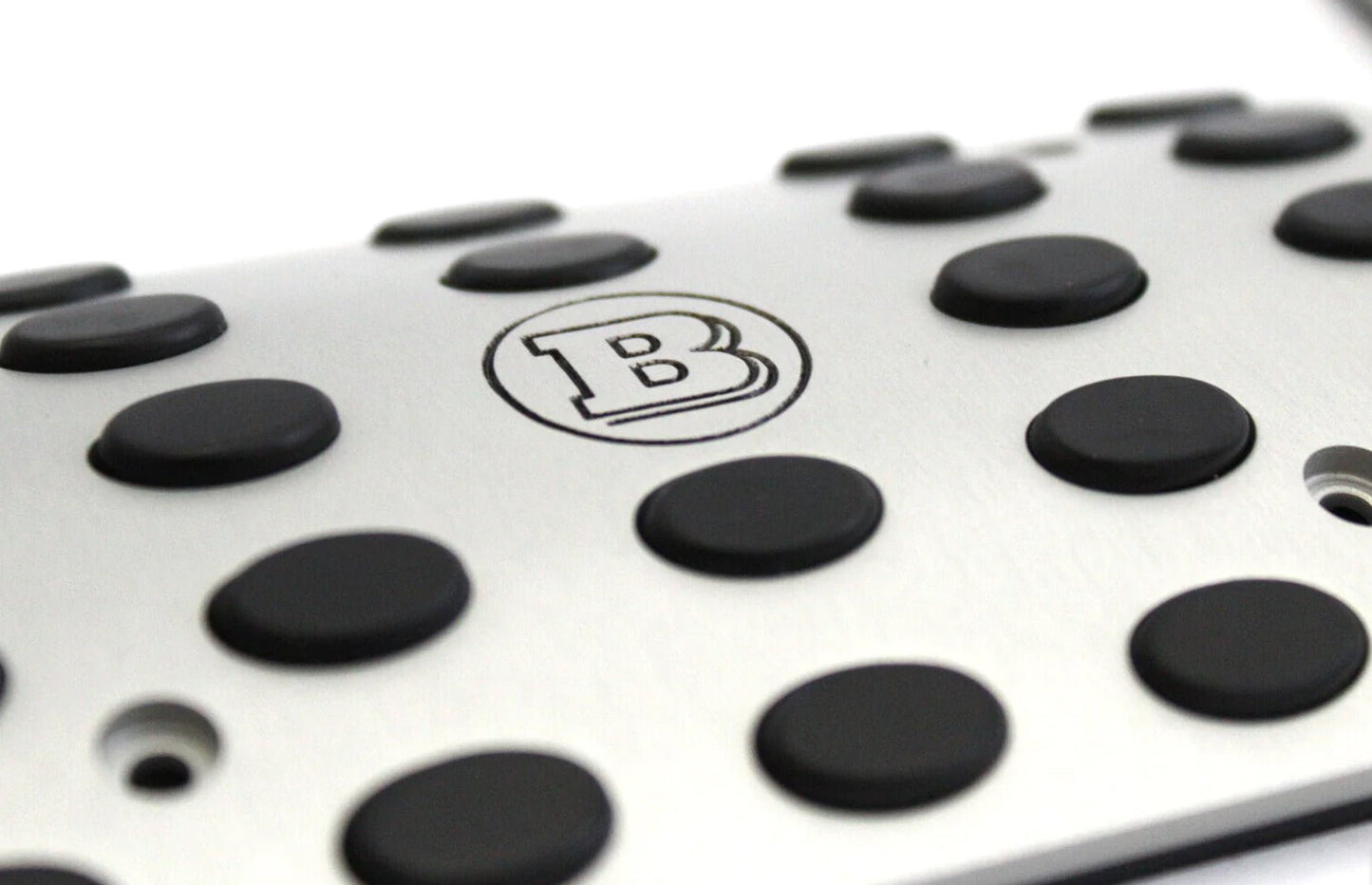 Aluminum GREY Brabus Pads Pedal Kit for Mercedes-Benz W463A W464 G-Class from Tuning Shop, featuring durable aluminum alloy and rubber construction.