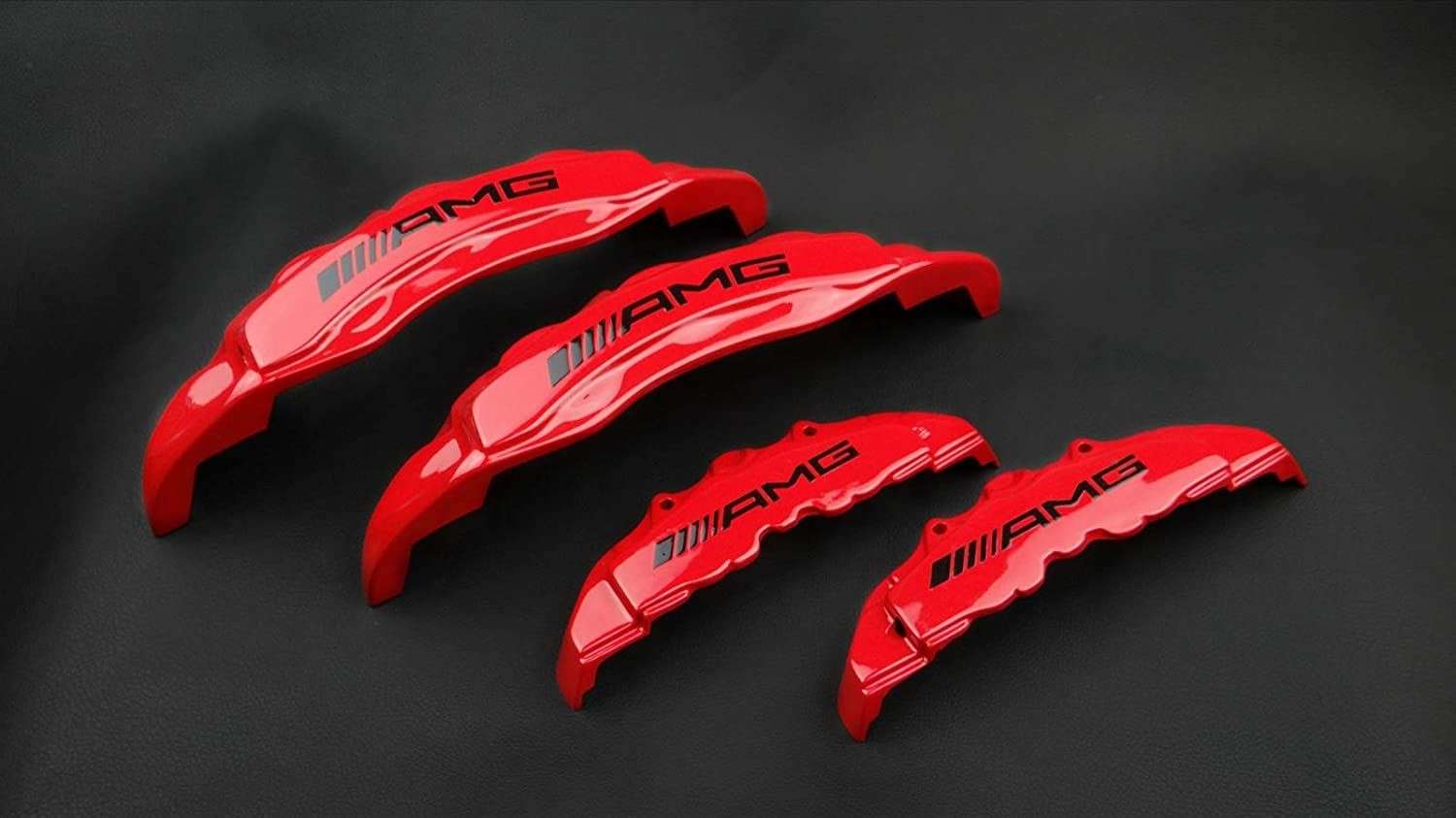 AMG Red Disc Caliper Covers for Mercedes G-Wagon W463 from Tuning Shop, made of fiberglass reinforced plastic.