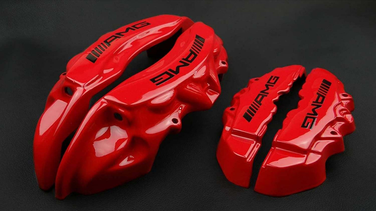 AMG Red Disc Caliper Covers for Mercedes G-Wagon W463 from Tuning Shop, made of fiberglass reinforced plastic.