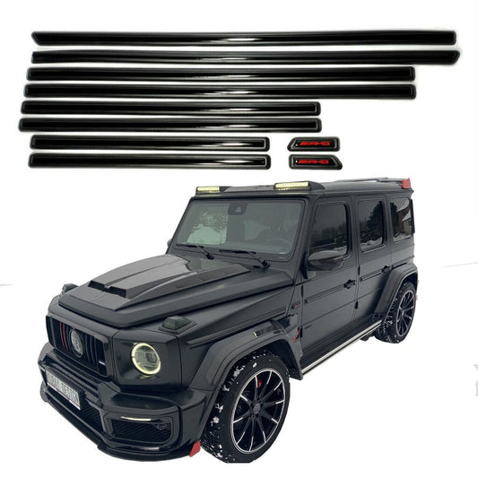 AMG style side black piano moldings insertions 10pc set for Mercedes-Benz G-Wagon W463A G63 G500 from Tuning Shop, designed for perfect fitment.