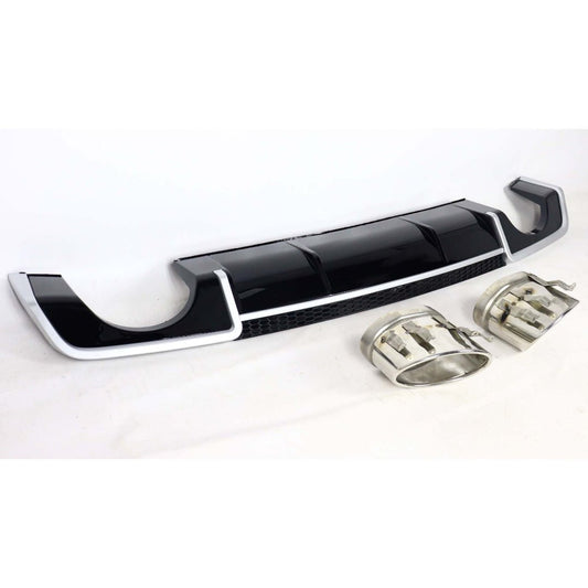 RS3 rear diffuser with exhaust tips for Audi A3 sedan 2012-2015 from Tuning Shop, featuring a black finish.