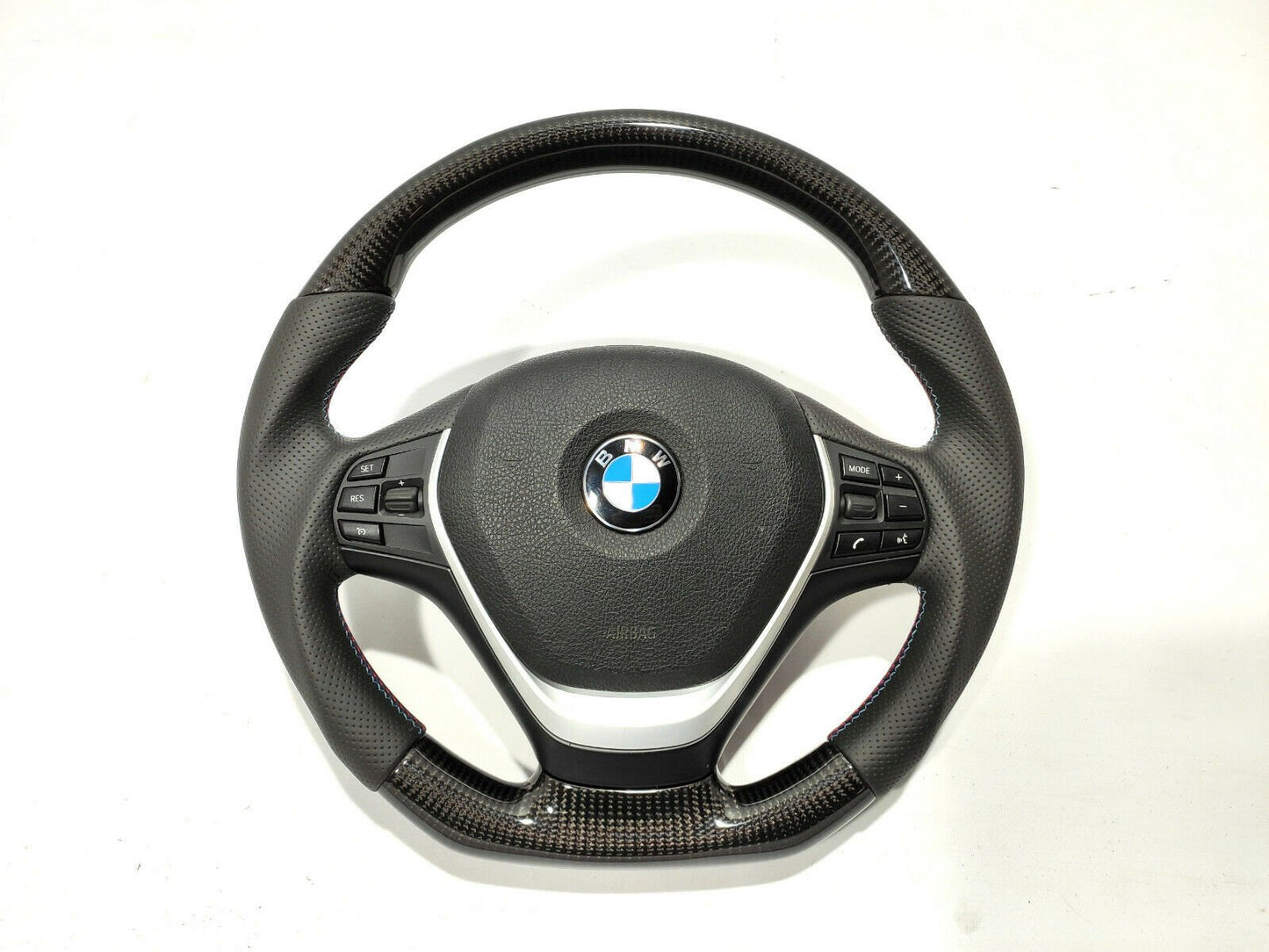 BMW F30 Steering Wheel Carbon Fiber Leather Flat Bottom