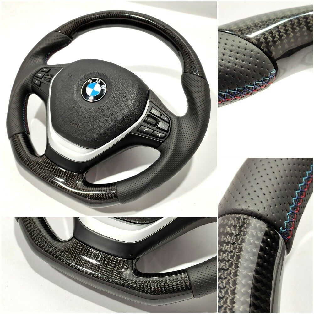 BMW F30 Steering Wheel Carbon Fiber Leather Flat Bottom