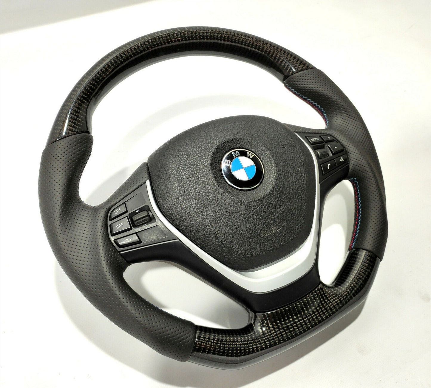 BMW F30 Steering Wheel Carbon Fiber Leather Flat Bottom