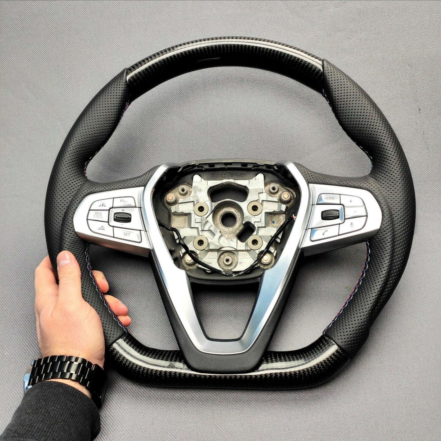 BMW G20 G30 G31 G01 G02 Steering Wheel Carbon Fiber Leather Flat Bottom