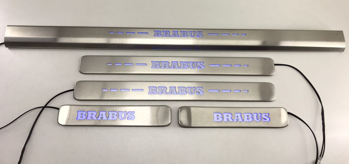 Brabus chrome door sills blue LED Illuminated 5 pcs for Mercedes-Benz W463A W464 G-Class