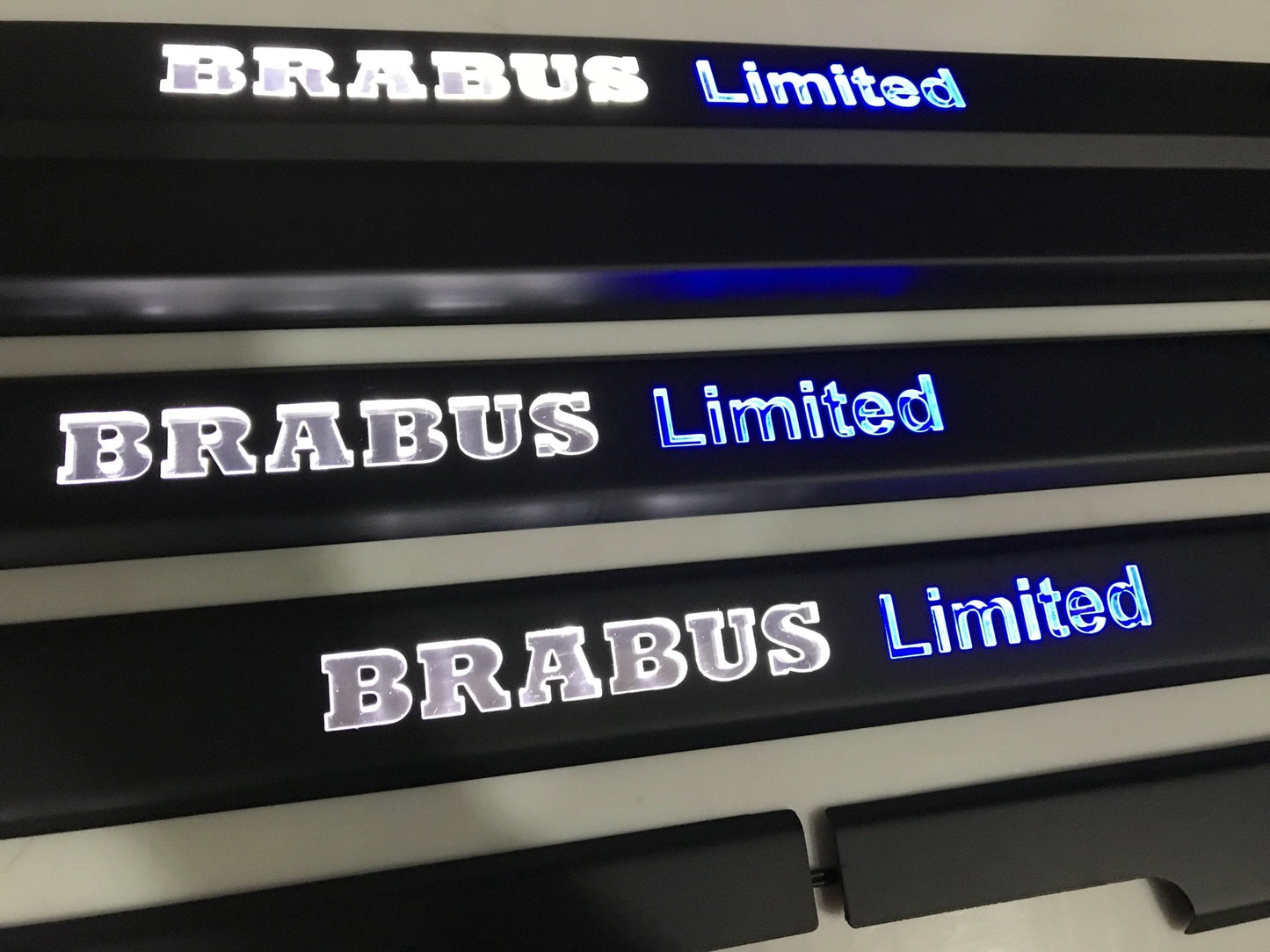 Black door sills Brabus Limited white blue LEDs for Mercedes-Benz G-Class W463