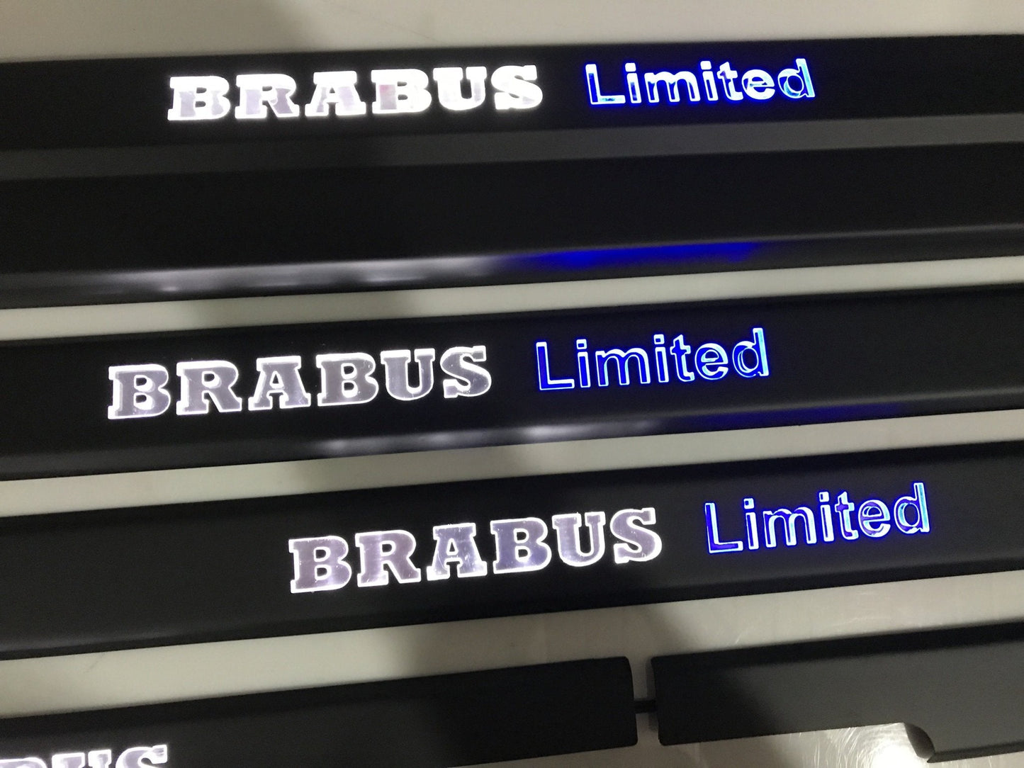 Black door sills Brabus Limited white blue LEDs for Mercedes-Benz G-Class W463