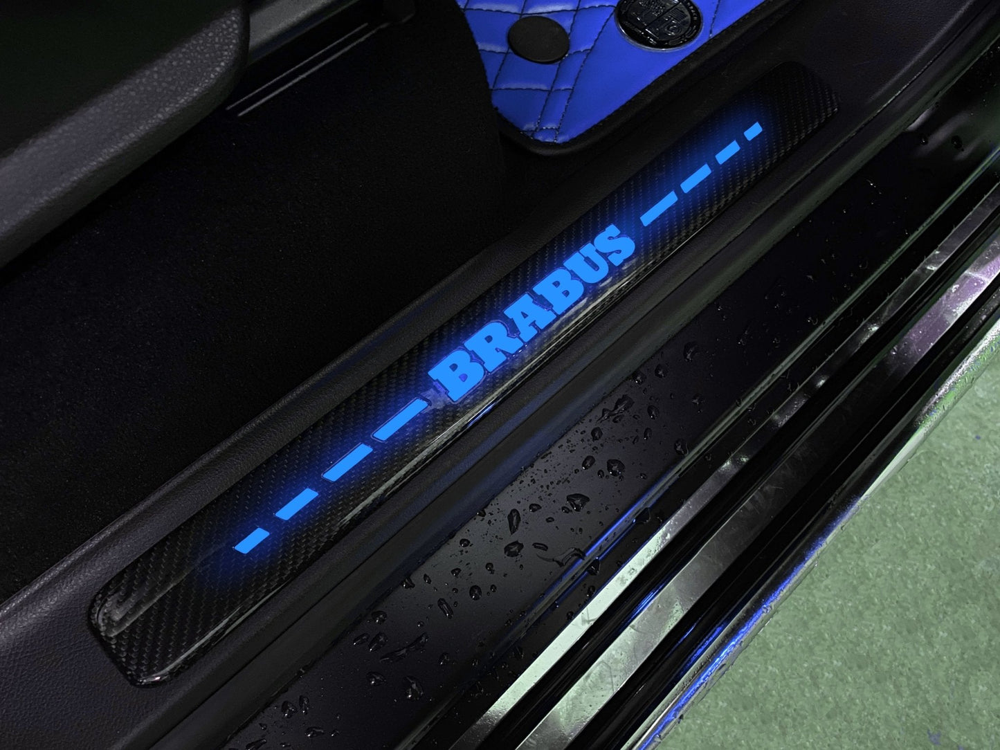 Brabus style Carbon Fiber Door Sills LED blue illuminated for Mercedes-Benz w463a w464 G Wagon